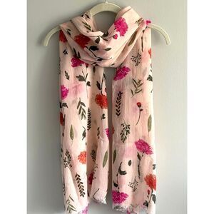 Uncommon Goods Juliet Meeks Pink Floral Scarf Lightweight Botanical Wrap